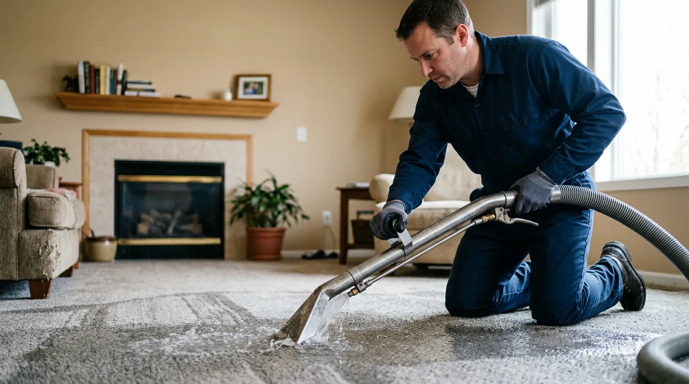 Water damage restoration technician working near Carbondale, IL